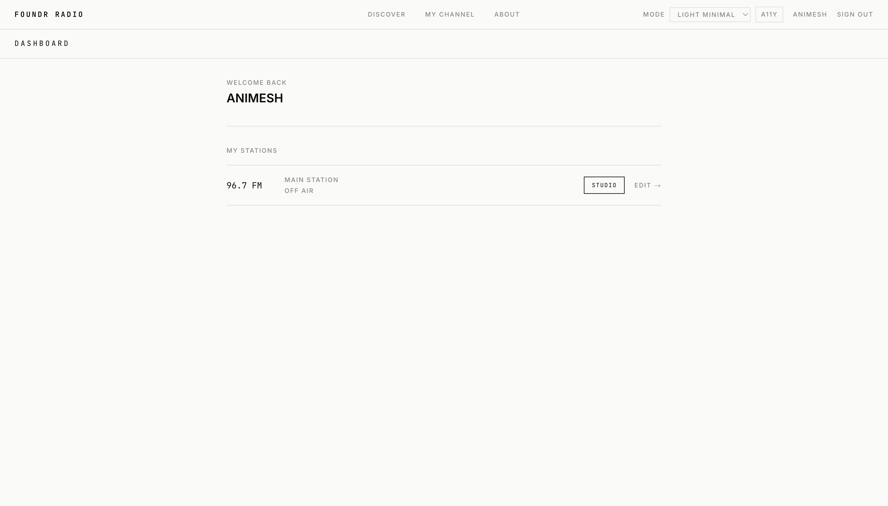 Foundr Radio create your account screen